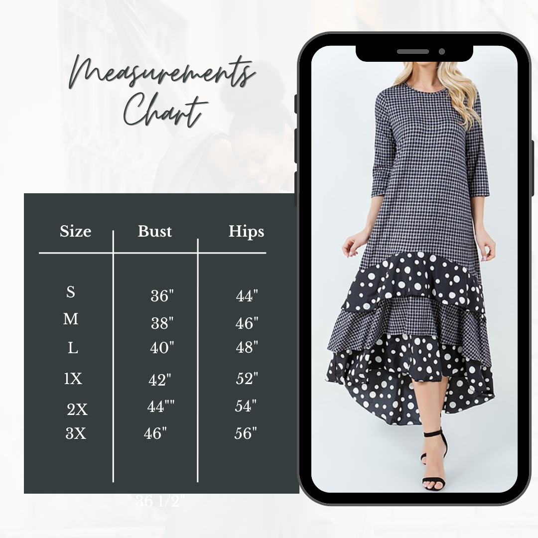 NEW!  "Charity" Check/Polka Dot Ruffle Dress: 2X