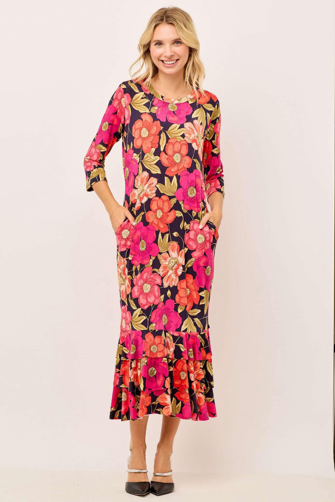 "Nellie" Floral Print Dress: S-1X (FINAL SALE! Cannot Be Returned!)