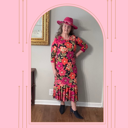 "Nellie" Floral Print Dress: L-1X (FINAL SALE! Cannot Be Returned!)