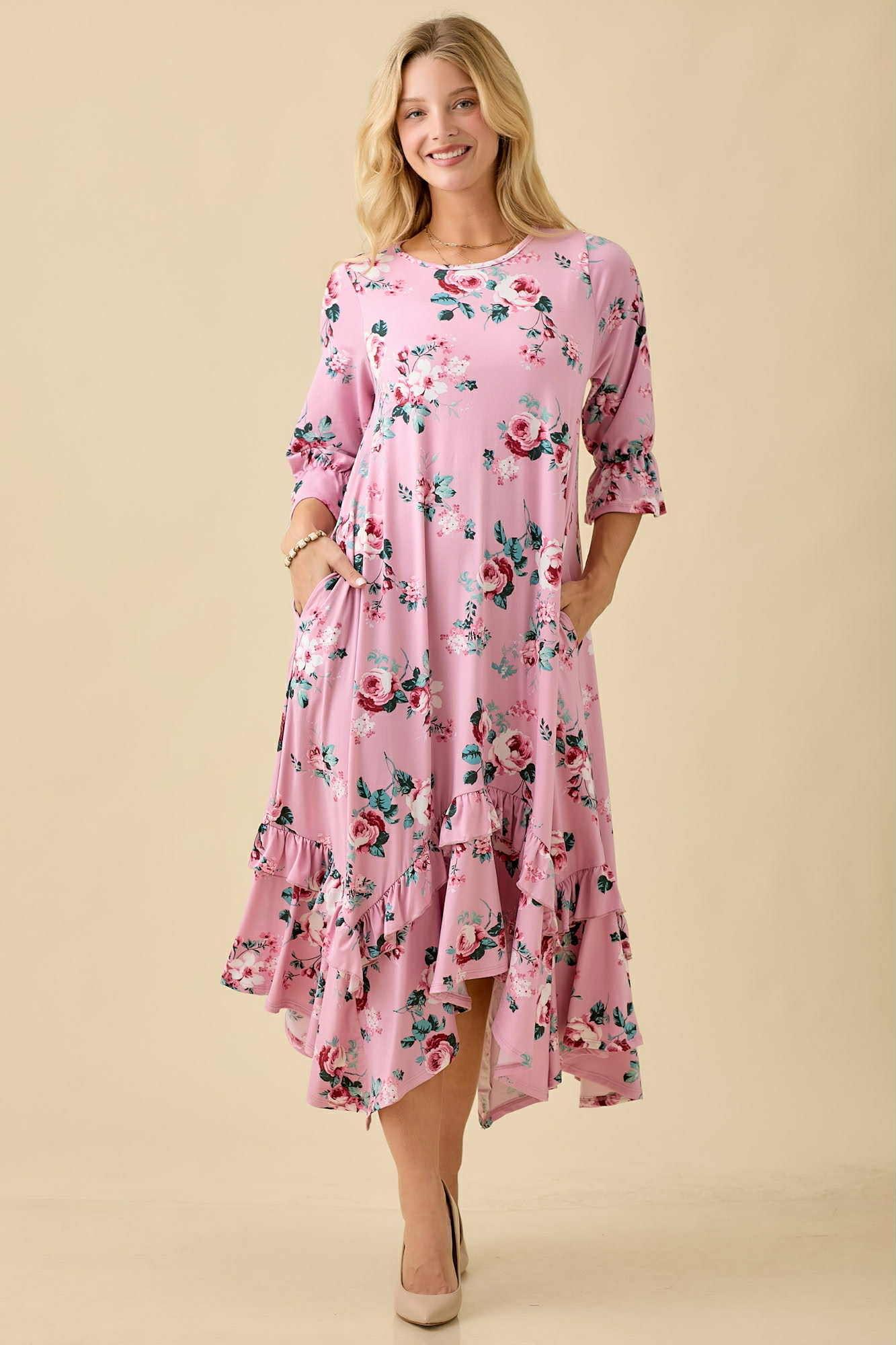 NEW! "Rosey" Pink Dress: S-3X