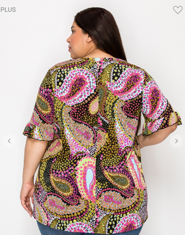NEW! Paisley Multi Print Top: 1X-4X