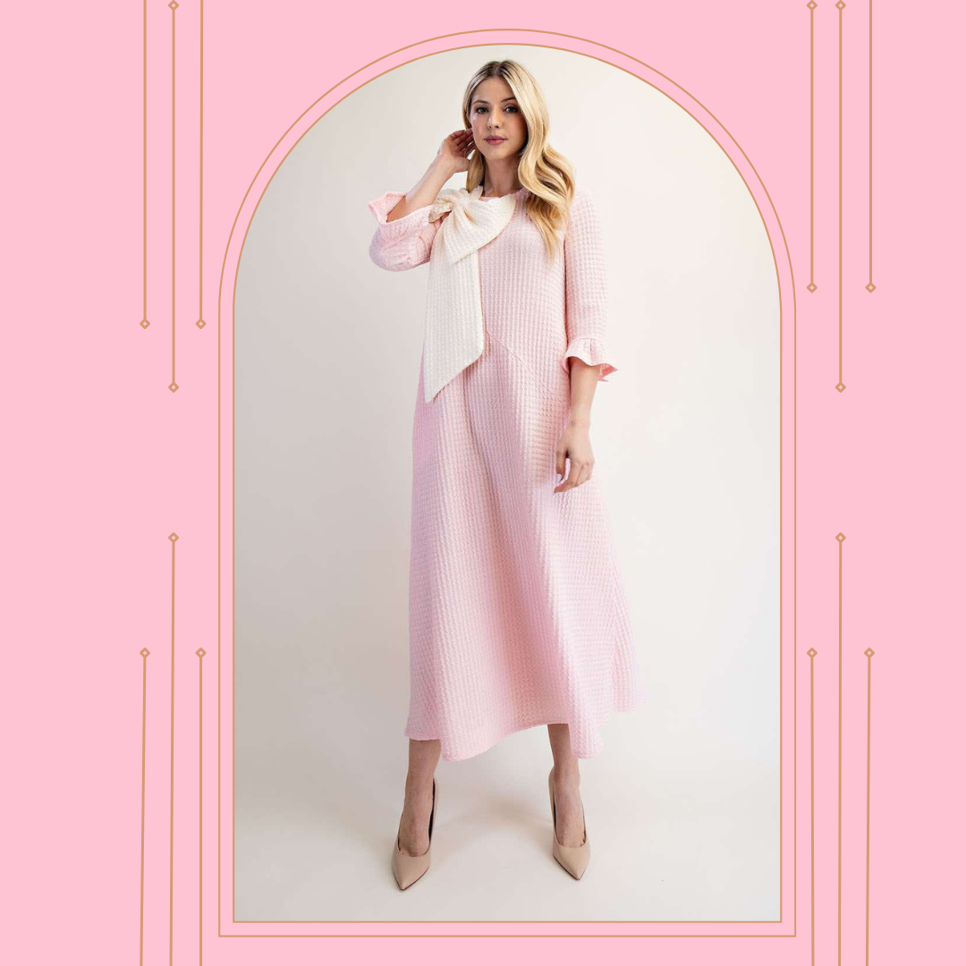 Pink "Bow" Dress:  1X Final Sale!  Cannot be Returned!