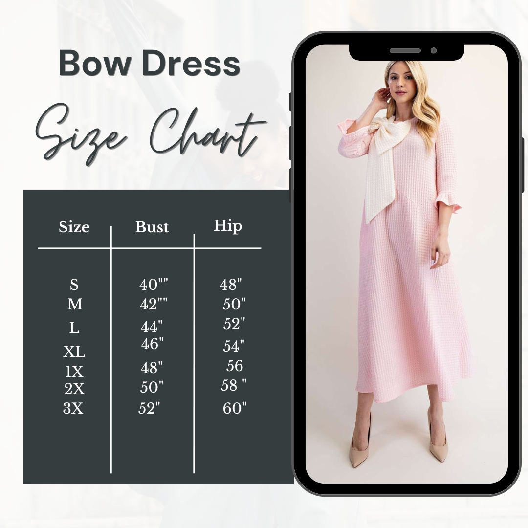 Pink "Bow" Dress:  1X Final Sale!  Cannot be Returned!