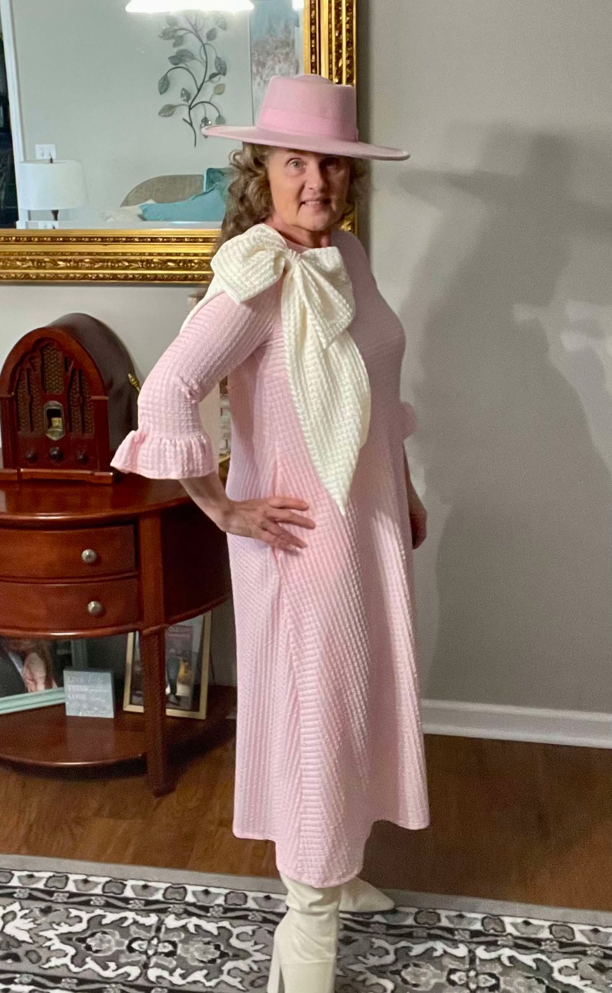 Pre-Order: Pink "Bow" Dress: S-3X (Select Sizes Arriving Back In Stock: 4/21)