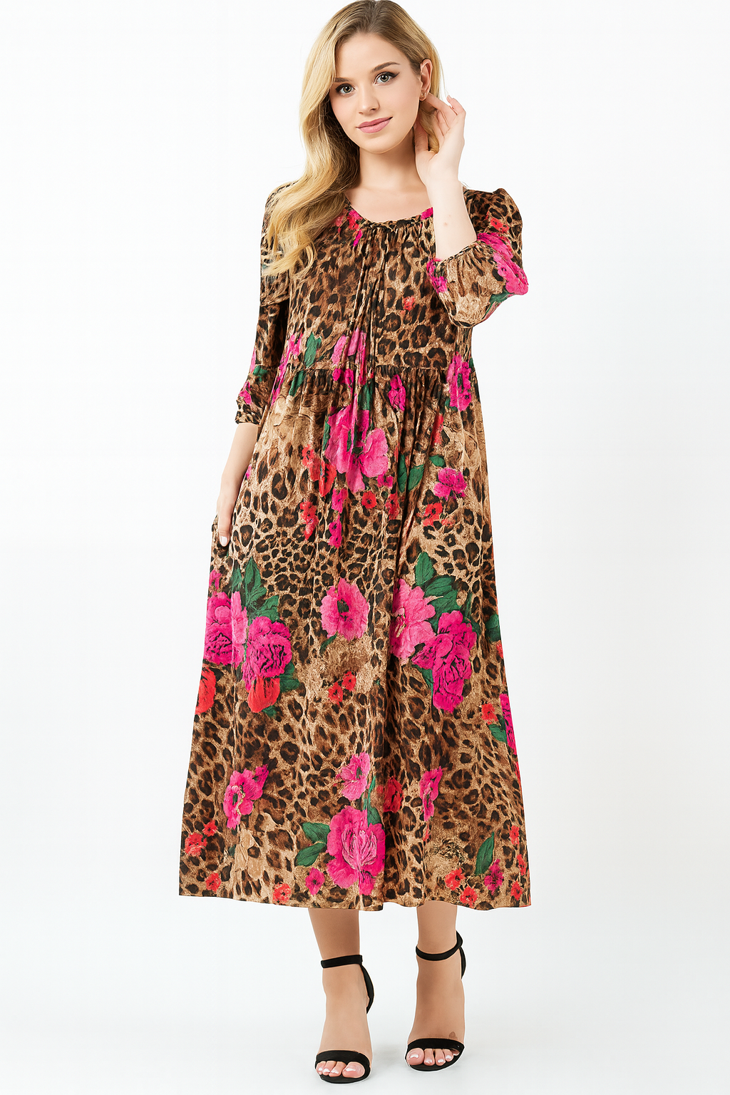 NEW! "Adora", Leopard/Pink Dress: L-3X