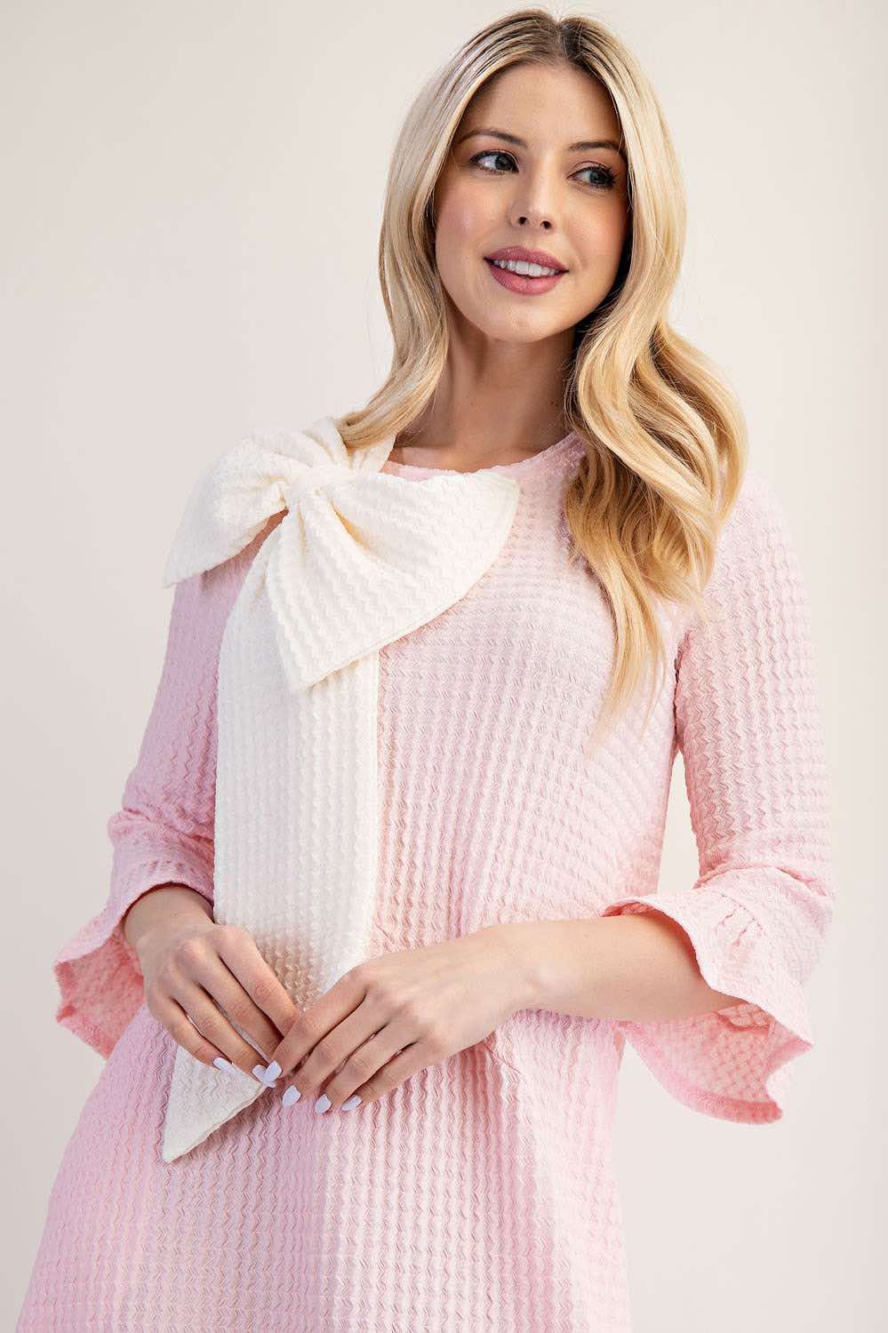 Pink "Bow" Dress:  1X Final Sale!  Cannot be Returned!