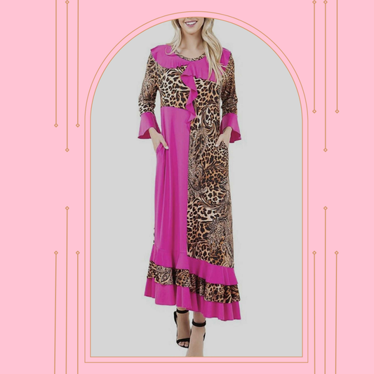 NEW! "Stacey" Pink/Leopard Dress: S-XL  Arriving In Stock: 10/31