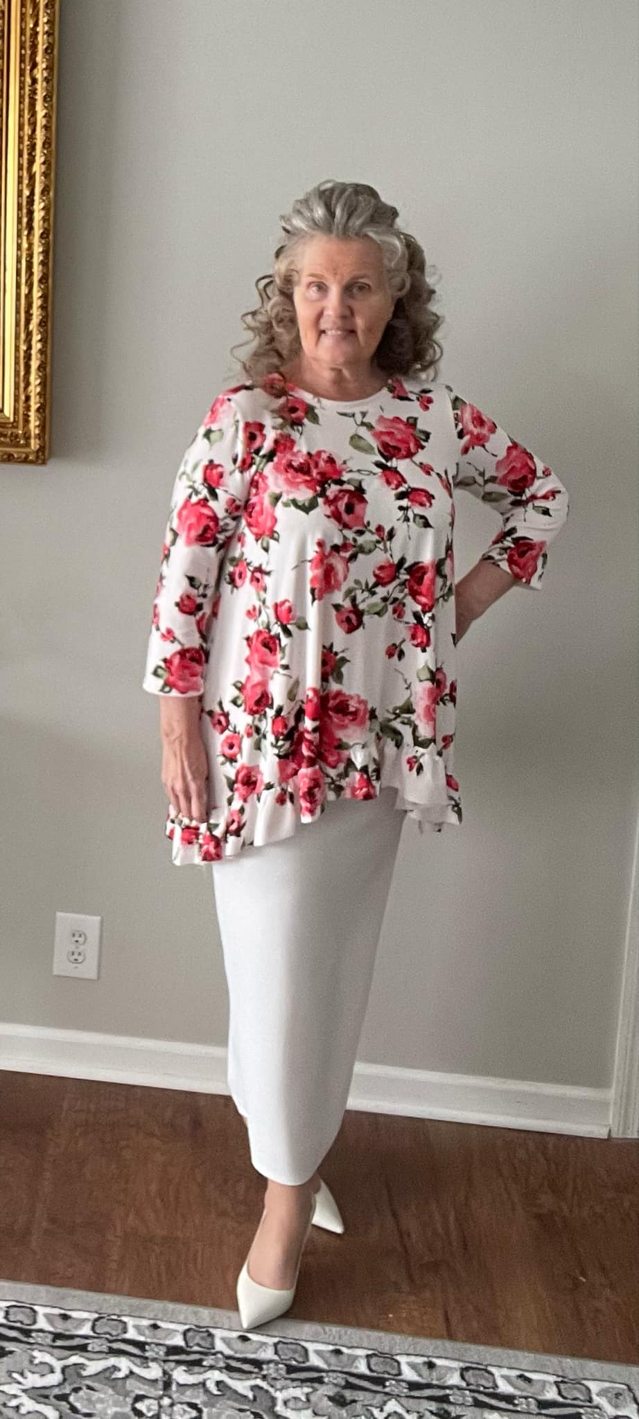 NEW! Pink Roses Top! S-3X  In Stock Now!