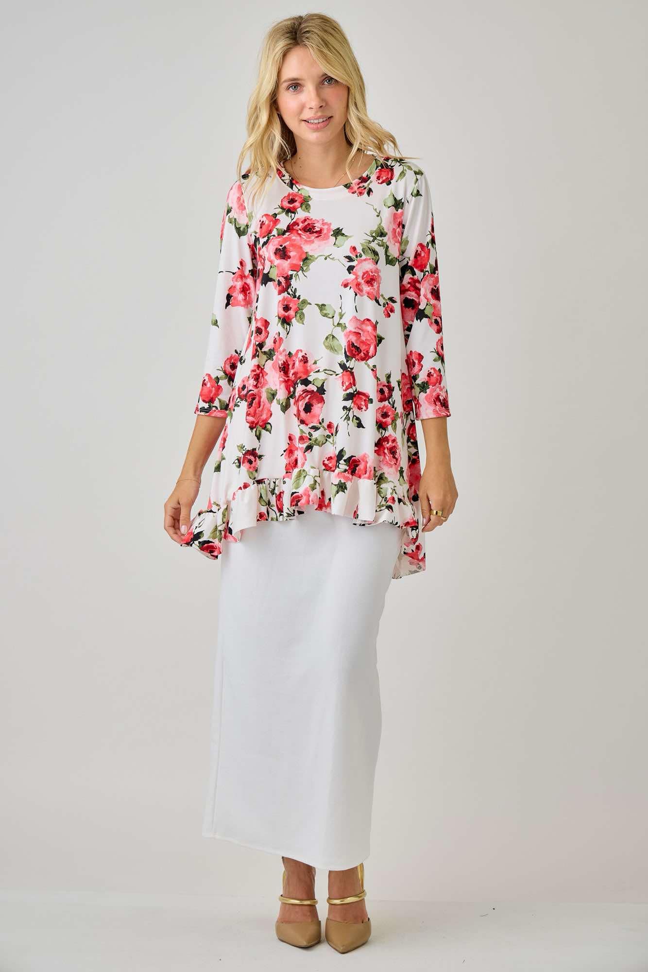 NEW! Pink Roses Top! S-3X  In Stock Now!