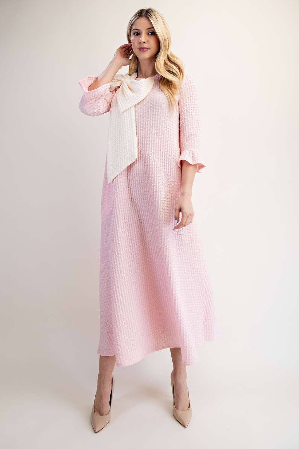 Pink "Bow" Dress:  1X Final Sale!  Cannot be Returned!