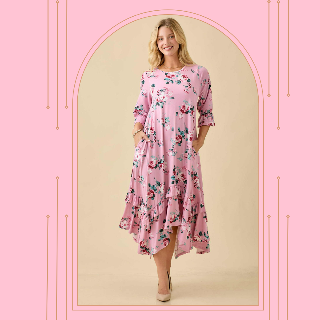 NEW! "Rosey" Pink Dress: S-3X