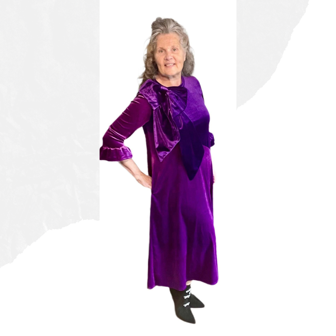 Purple/Plum Velvet Dress: S-3X. Can Be Returned For Exchange Only!