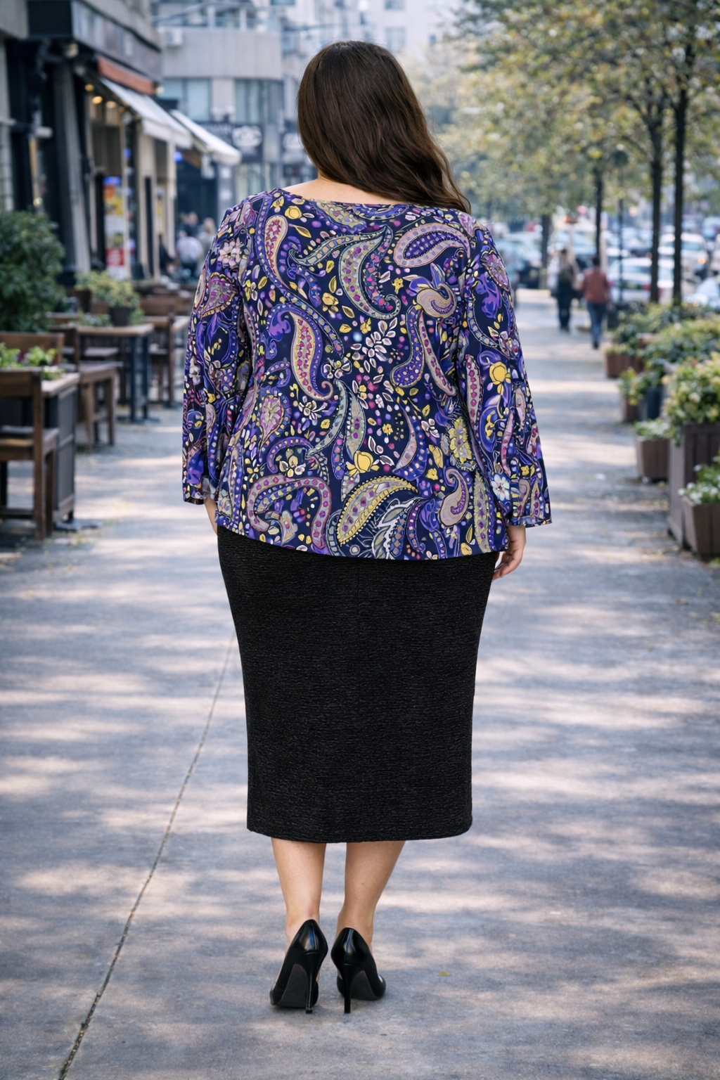 Purple Paisley Ex-Plus Top: 3X-5X Final Sale! Cannot Be Returned!