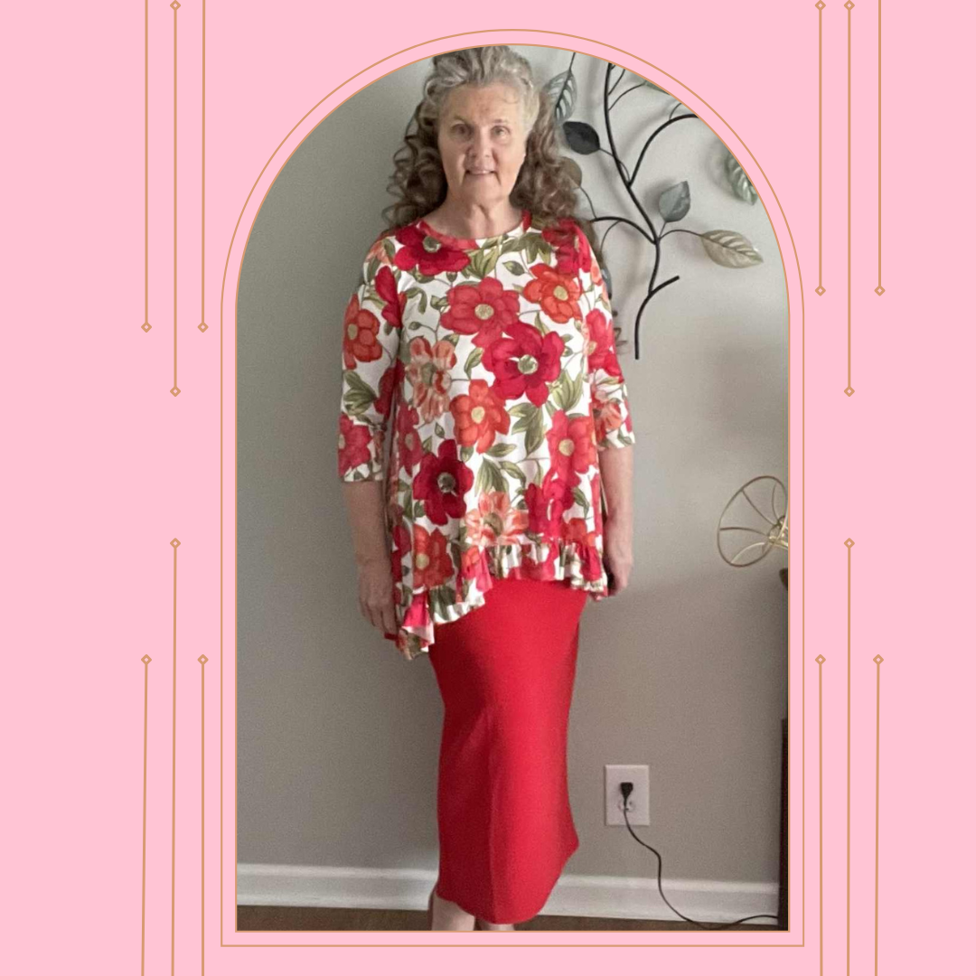 NEW! Ivory/ Red Floral Top: S-3X