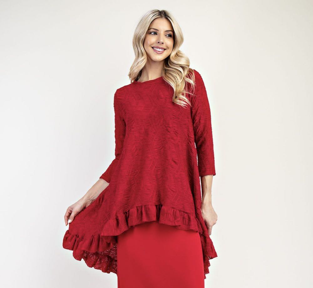 Red 28”. Midi Skirt:  S-3X