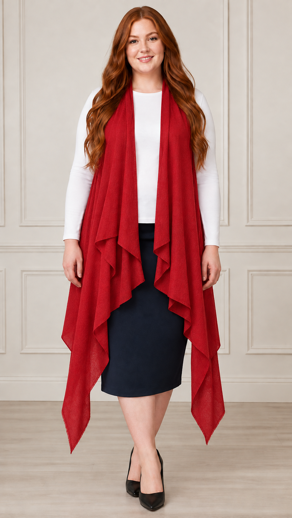 NEW! Red Stretch Knit Vest (One Size Fits Most Up To 1X)