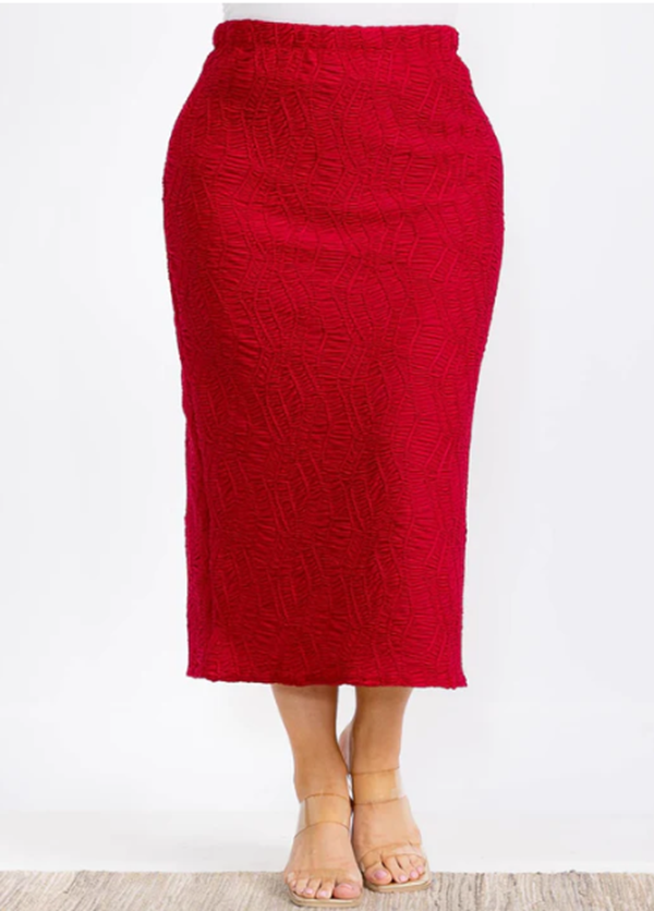 NEW! Red "Textured" Skirt : S-4X (Arriving in Stock: 9/15)