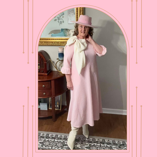 Pink "Bow" Dress:  1X Final Sale!  Cannot be Returned!