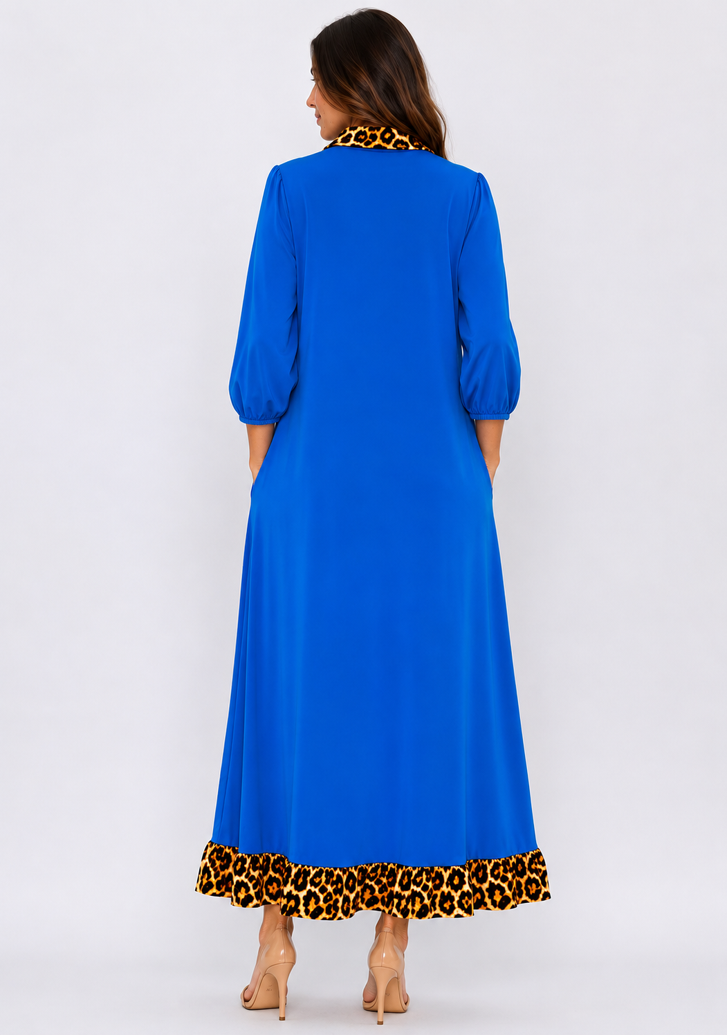 NEW! "Rhonda" Royal Blue/Leopard Dress: S-3X Arriving in Stock: 6/3