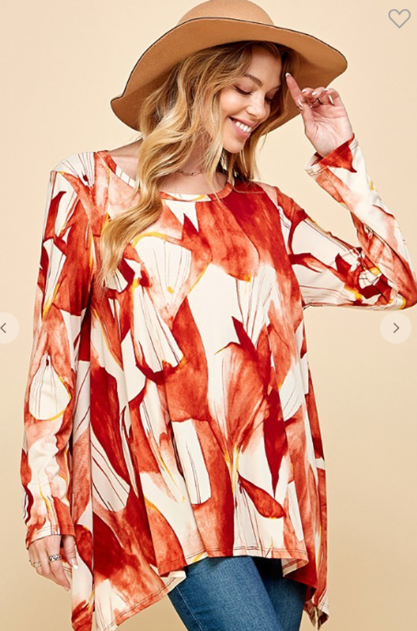 NEW! Orange Print Top: S-L