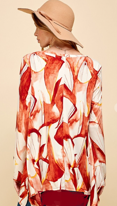 NEW! Orange Print Top: S-L