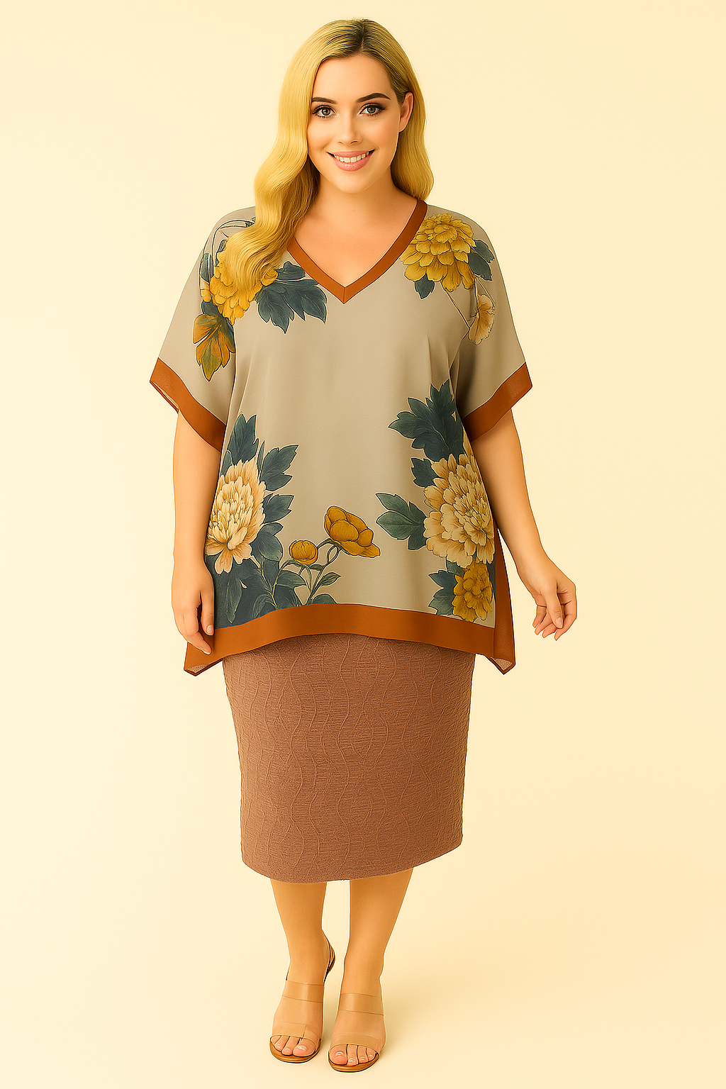 NEW! Rust  Peony Red "V" Neck