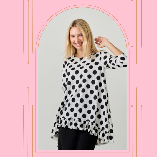 White/Black Polka Dot Top! S-M Final Sale! Cannot Be Returned!