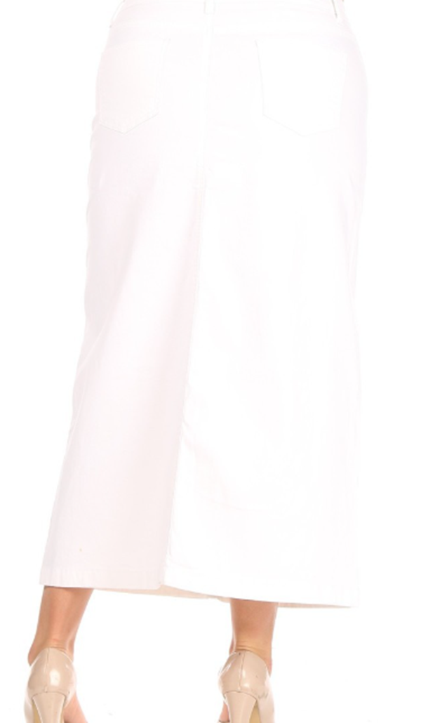 New! Pre-Order) The "Wynona" White Maxi Jean Skirt XS-3X Arriving In Stock: 5/21