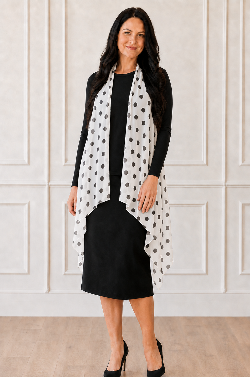NEW White/Black Polka Dot Vest! ( One Size Fits Most Up to 1X)