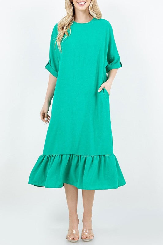 NEW! "Emerald" Green Plus Dress: 1X-3X  Arriving in Stock: 1/1