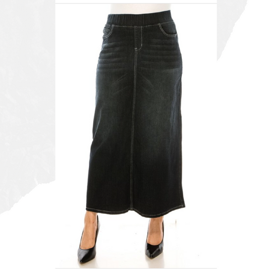 Black Wash  Denim Maxi Skirt #241 XS-S. Final Sale!  Cannot be Returned!