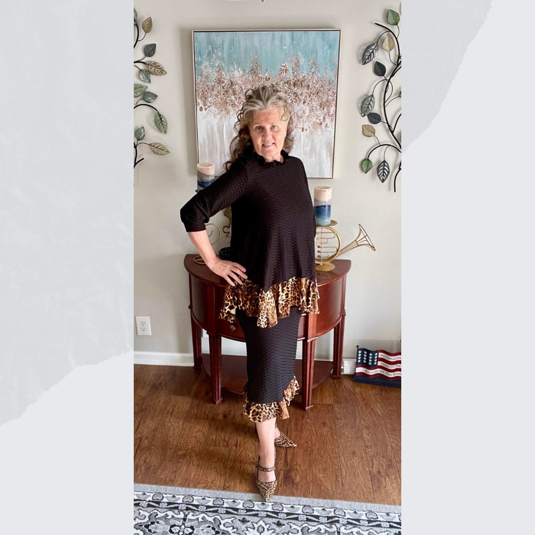 BROWN ANIMAL PRINT MIDI SKIRT : S-3X FINAL SALE! Cannot Be Returned!