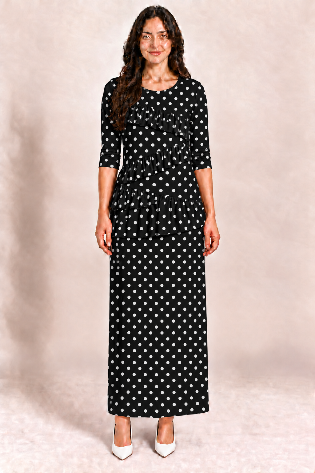 Black Polka Dot "Flounce' Top: Medium (FINAL SALE! Cannot Be Returned!)