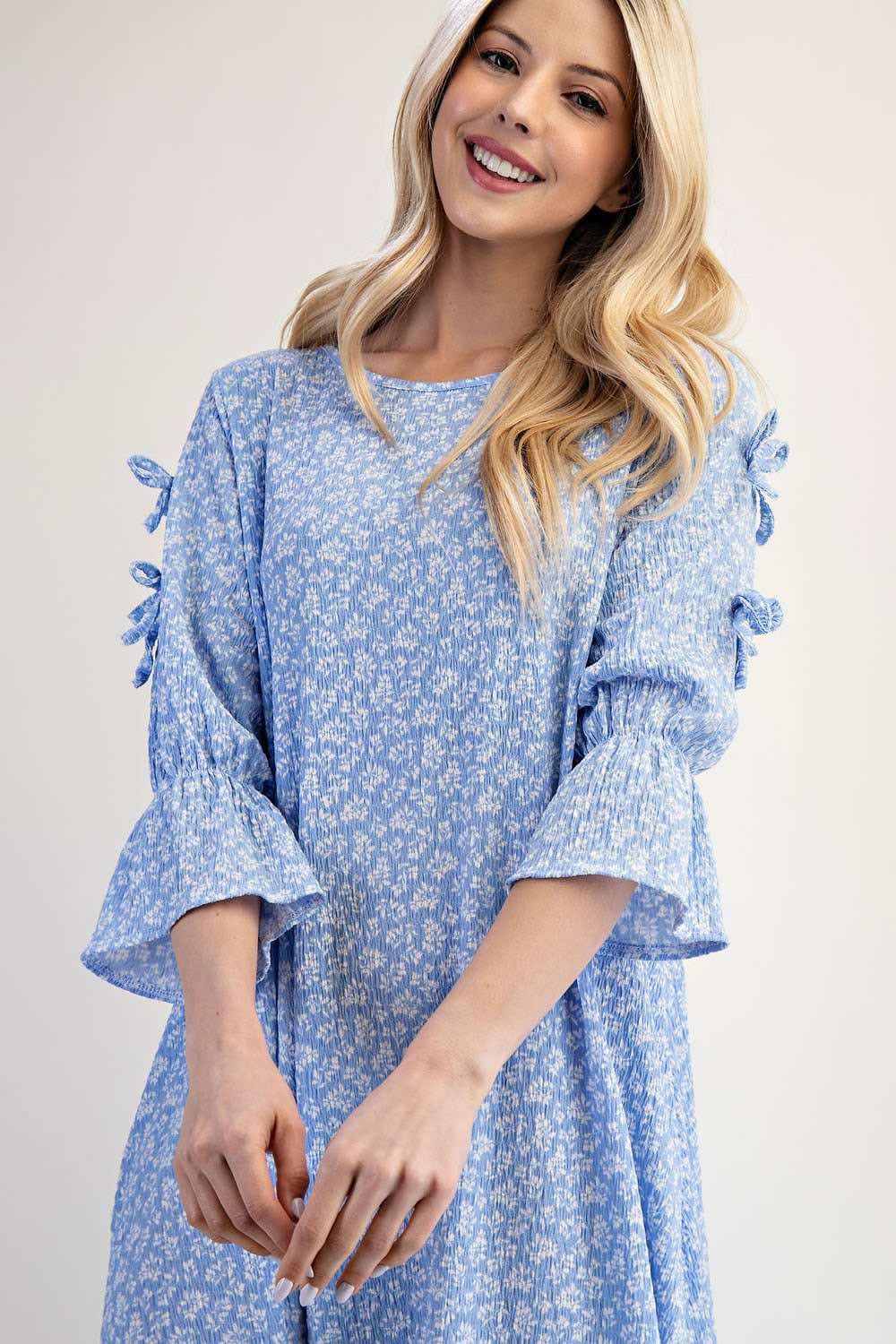 NEW! Pre-Order: Periwinkle Blue Print Dress: 1X-3X Arriving in stock: 5/15