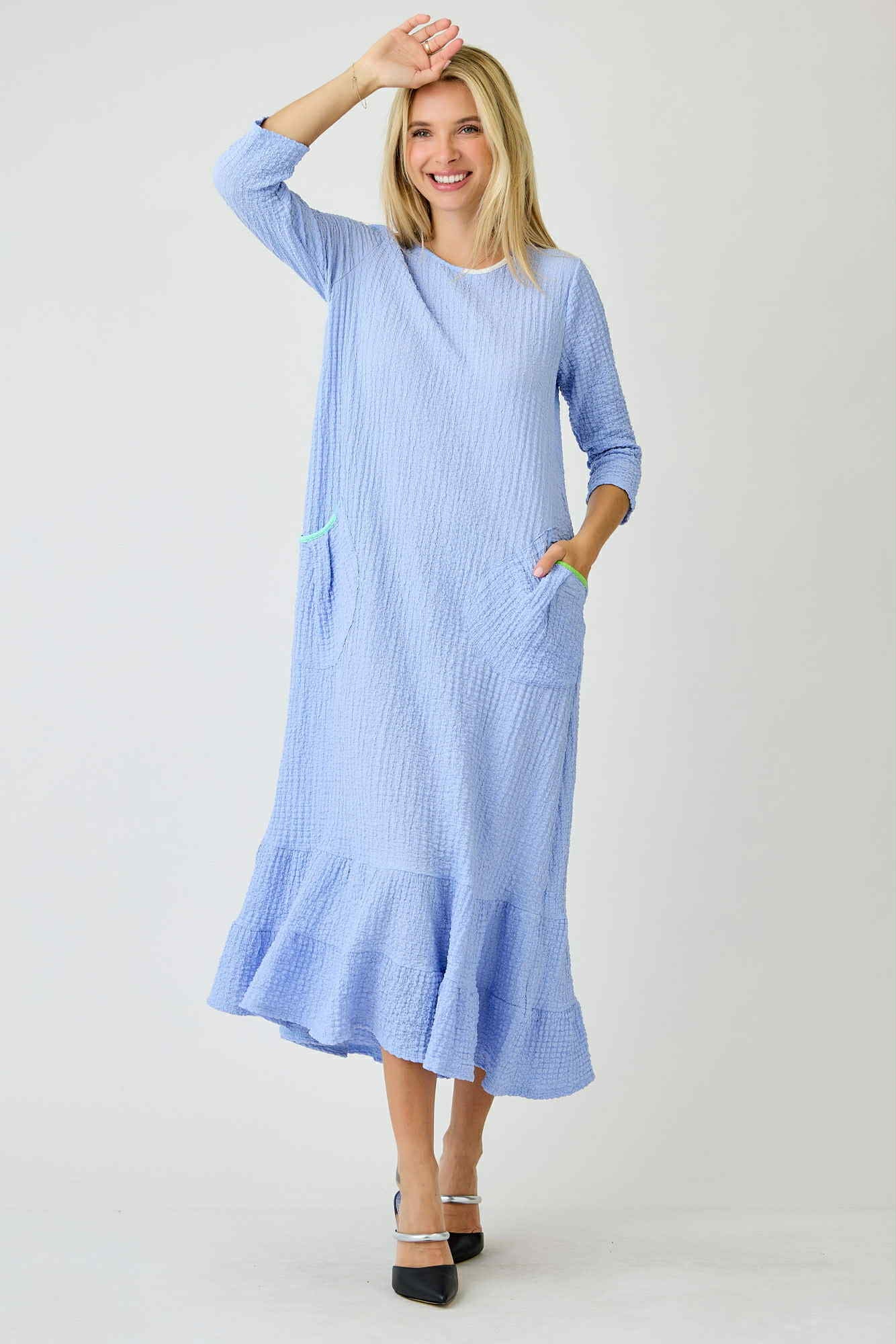 New! "Nicole" Blue Dress: S-3X Arriving In Stock: 10/10