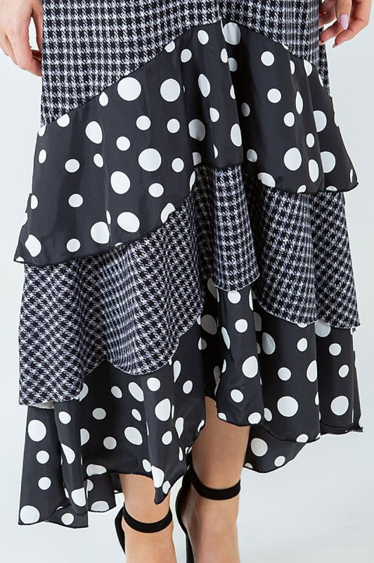 NEW!  "Charity" Check/Polka Dot Ruffle Dress: 2X
