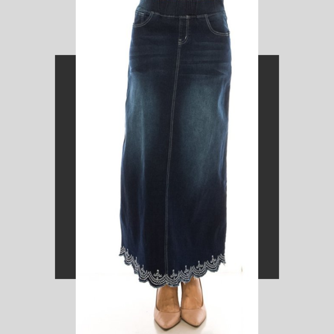 The “Lacey” Maxi Denim Skirt: S-5X. Best Selling!