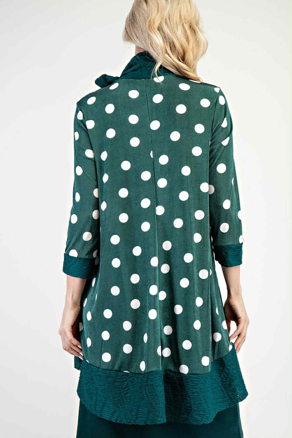 Green Polka Dot "Bow" Top: S-2X. FINAL SALE! Cannot Be Returned!
