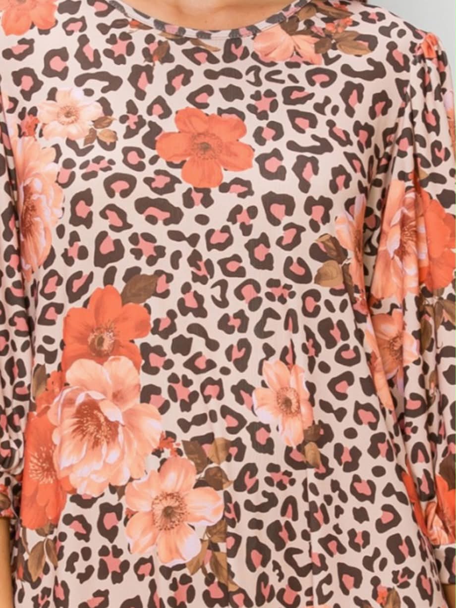 NEW! "Georgia" Peach Leopard Dress: S-3X Arriving in Stock: 10/2