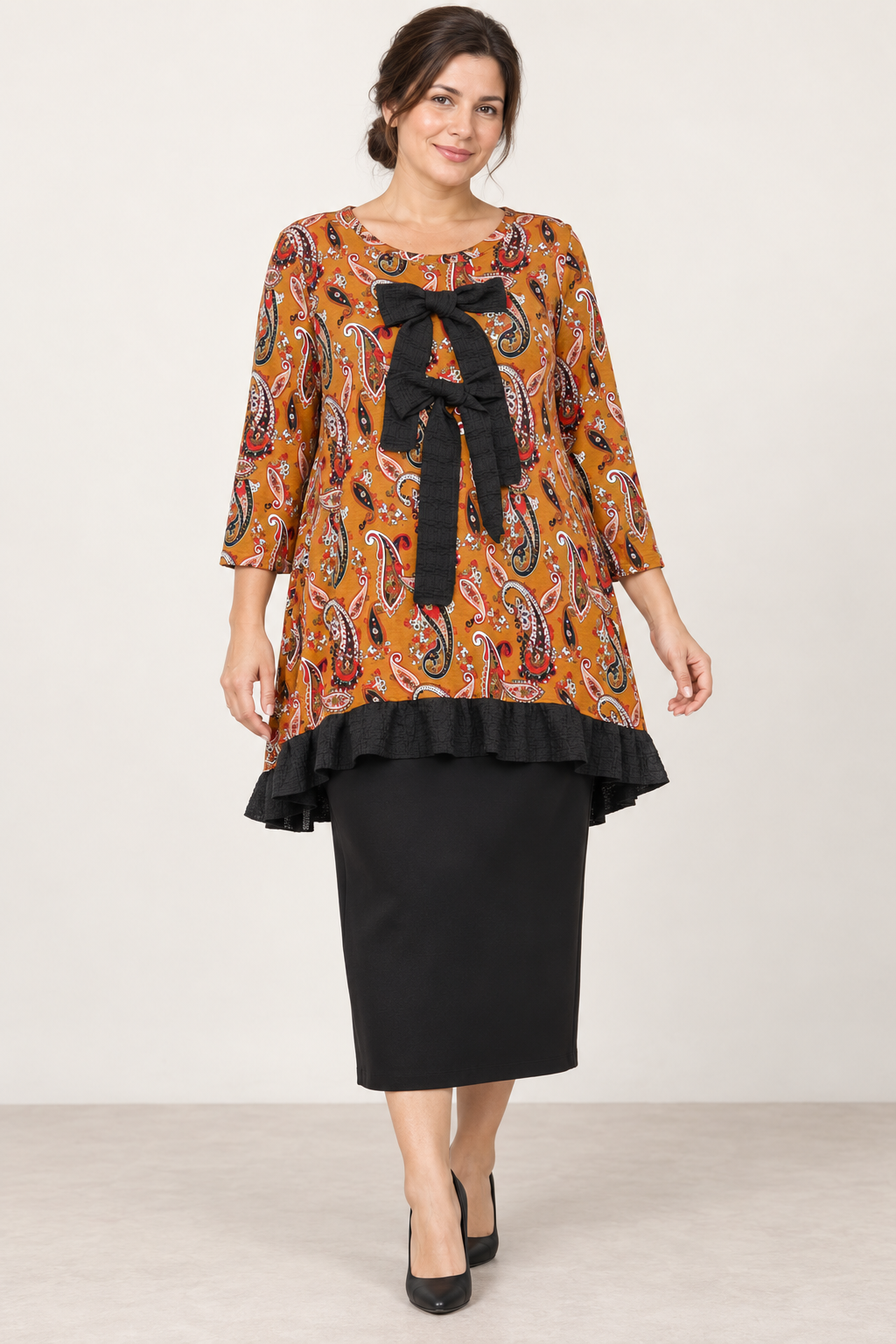 NEW! Mustard Paisley Tunic Top: S-3X Arriving in Stock: 9/16