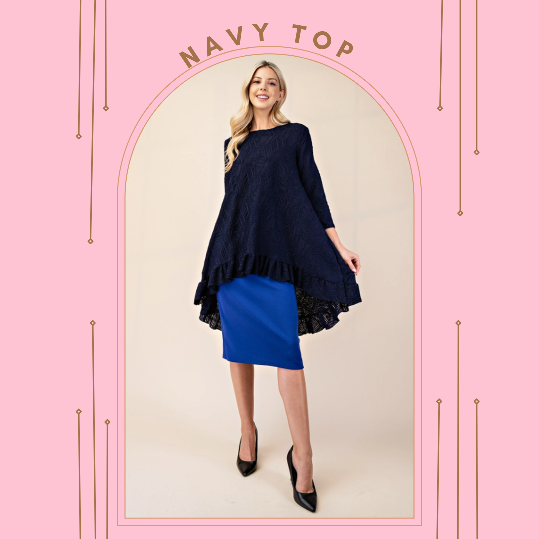 Navy Floral Skirt : S-L
