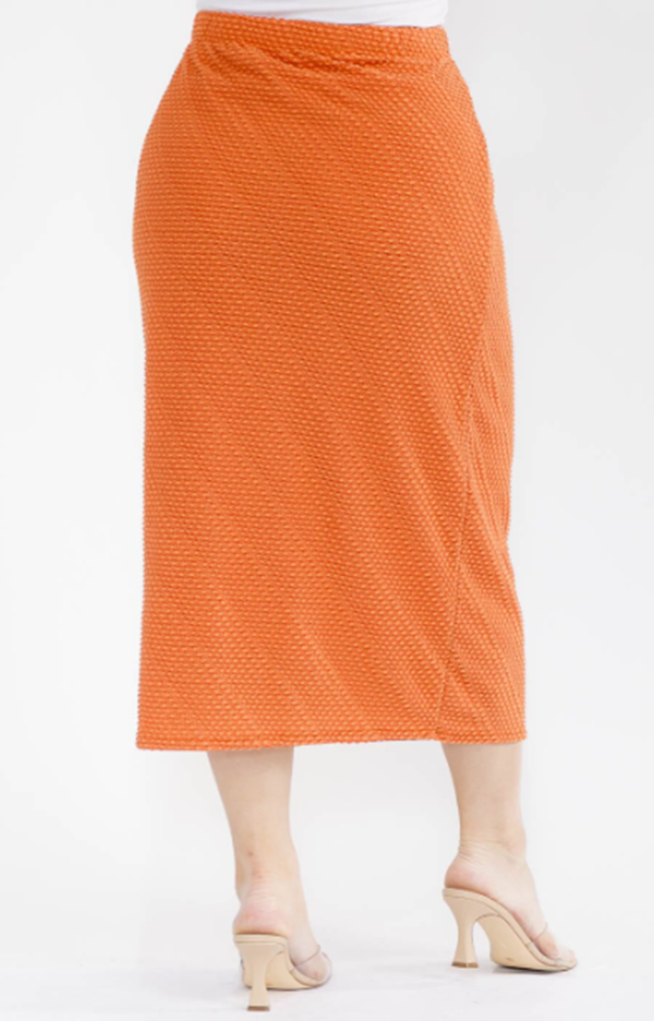 NEW! Orange (“Chenille”) Texture Knit Skirt: 1X-3X