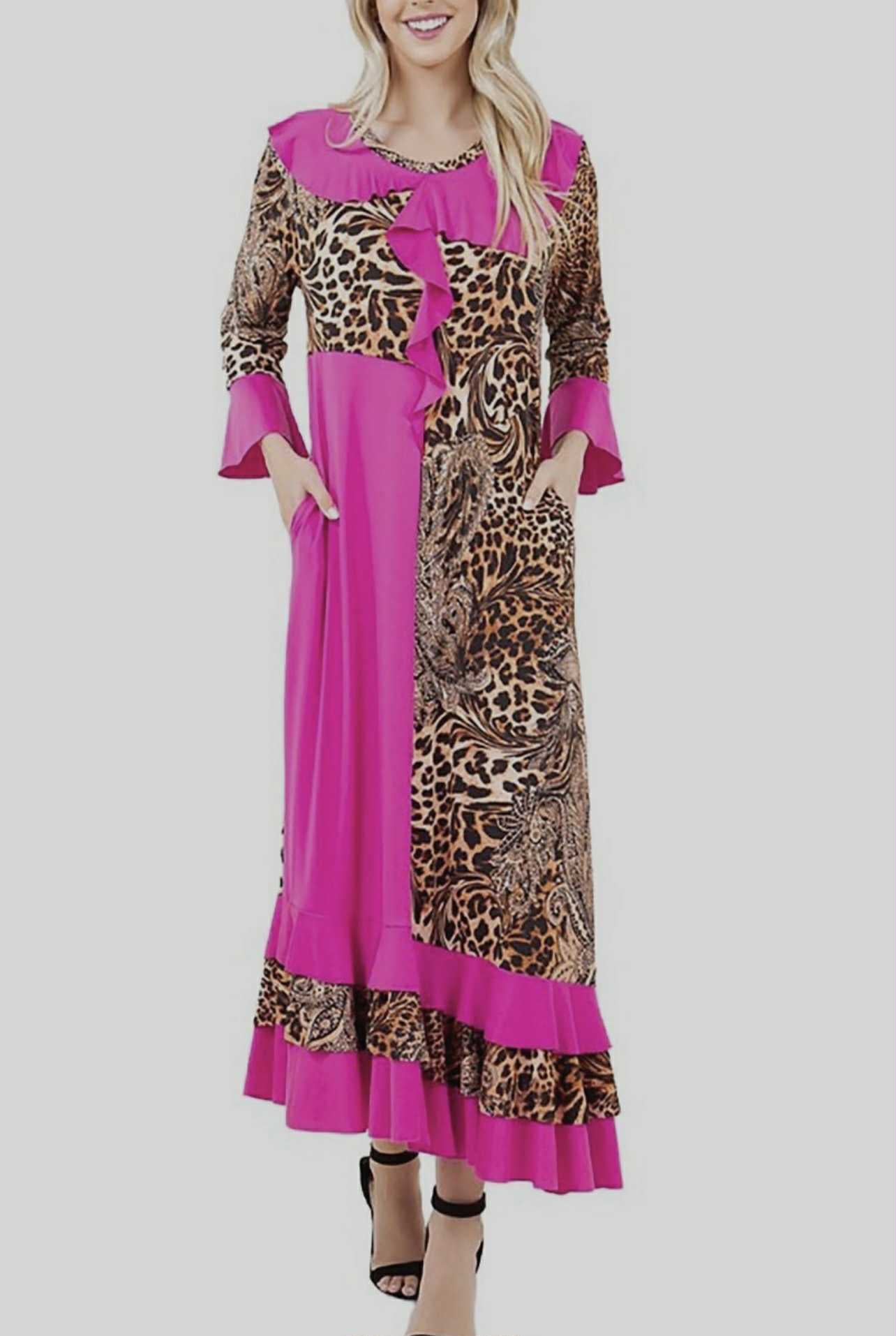 NEW! "Stacey" Pink/Leopard Dress: S-XL  Arriving In Stock: 10/31