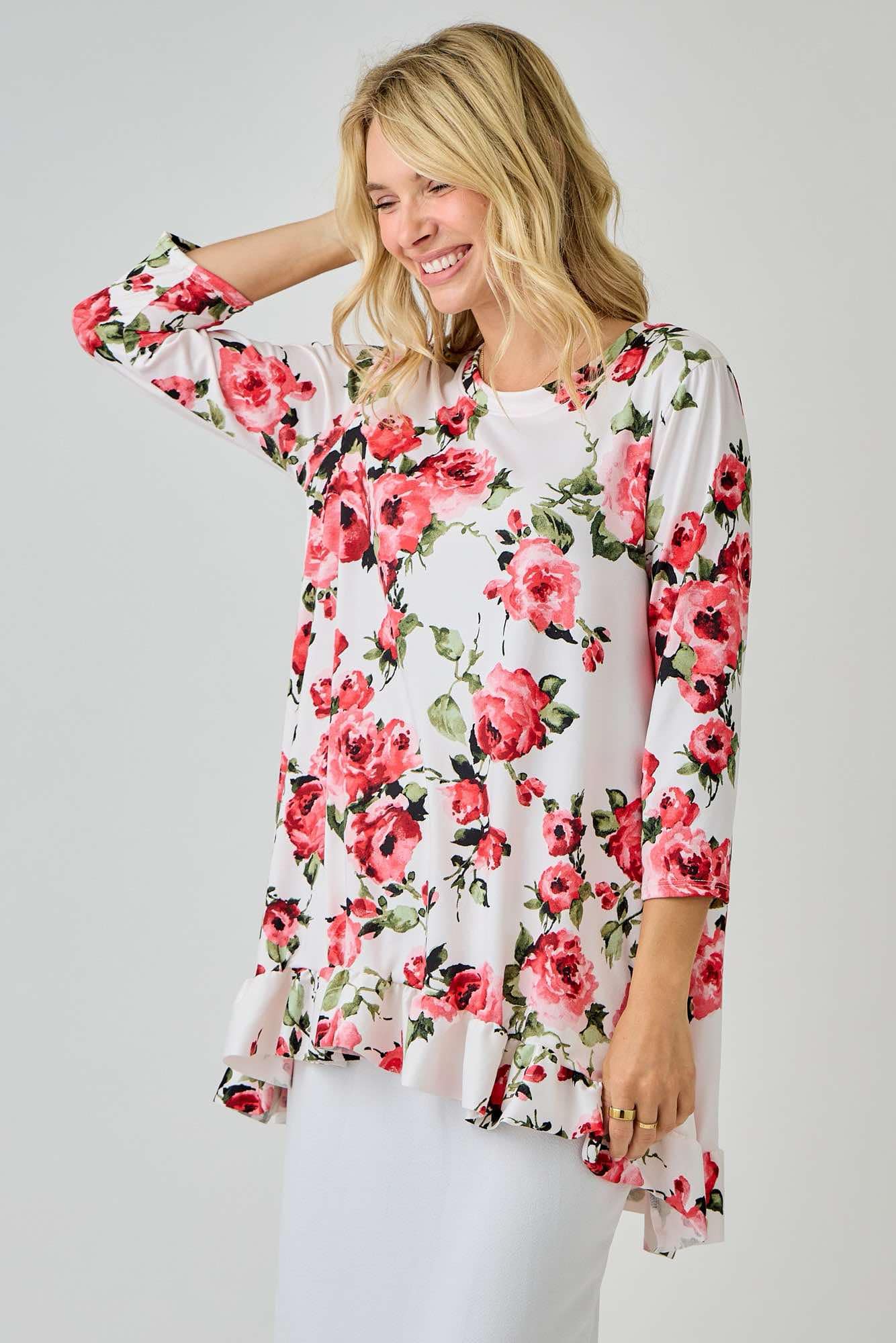 NEW! Pink Roses Top! S-3X  In Stock Now!