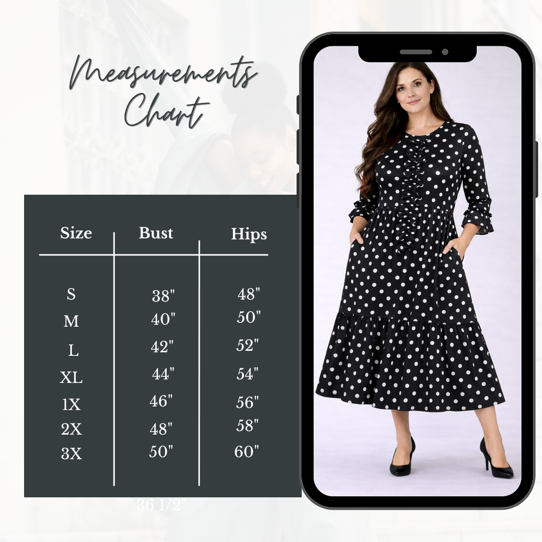 “Rochelle" Black/White Polka Dot Dress: -Medium :Final Sale! Cannot Be Returned!
