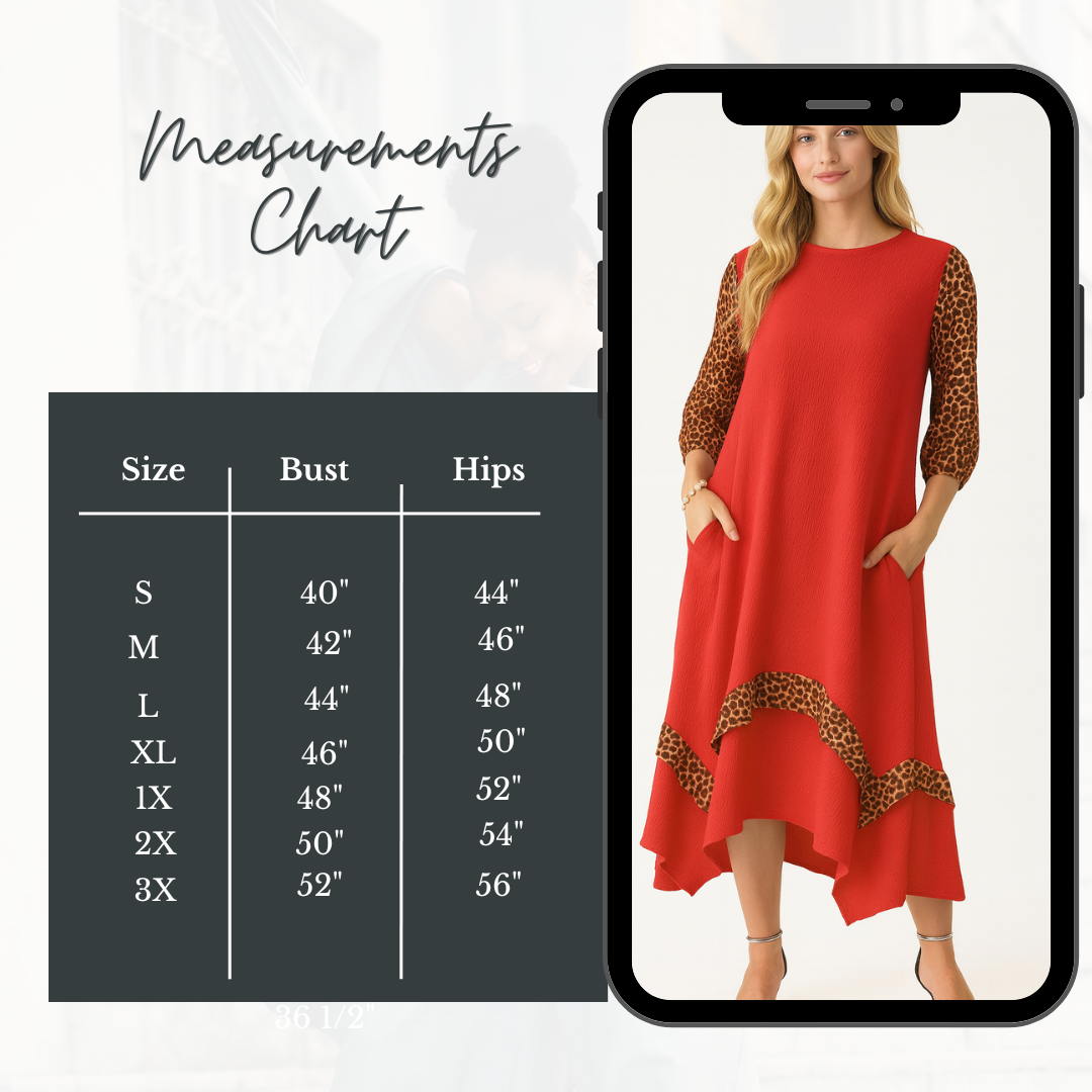 New! "Rebecca" Red/Leopard Dress: S-3X