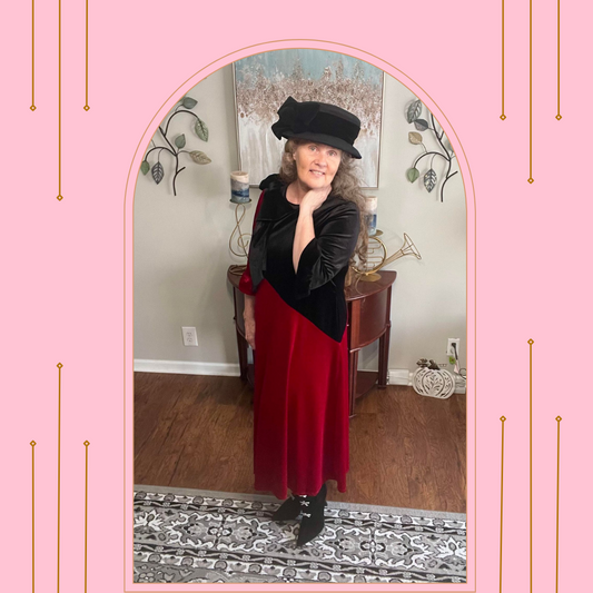 Red & Black Velvet Dress: M-3X.  Can Be Returned For Exchange Only!