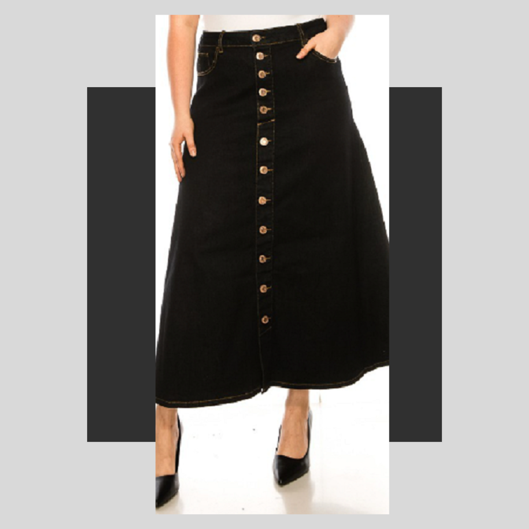 Black Maxi Denim #013 Medium - FINAL SALE! Cannot Be Returned!