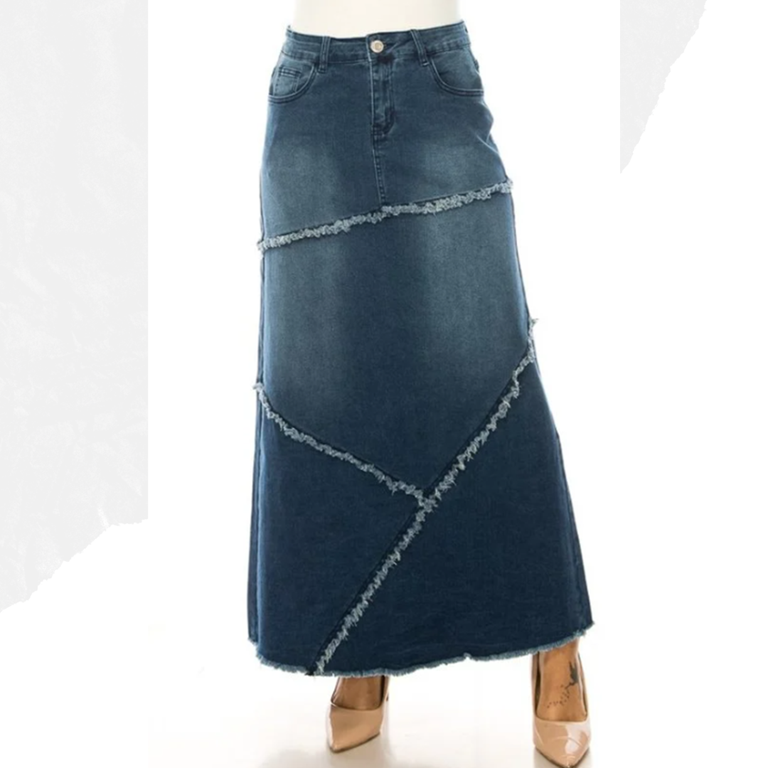 “ Vivian" Indigo Maxi Jean Skirt! S & XL FINAL SALE! Cannot Be Returned!