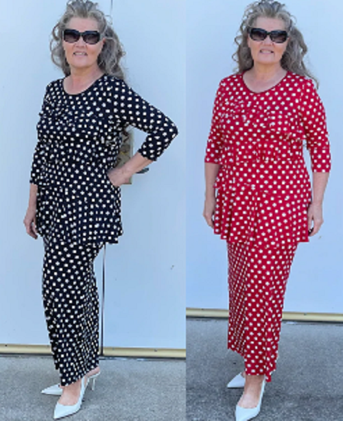 RC BLACK Polka Dot Ruffle TOP : S-M Final Sale!  Cannot Be Returned!